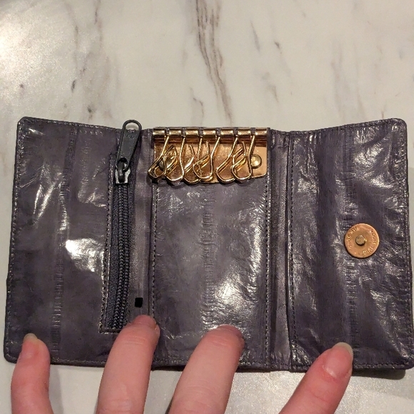 Grey Eel Skin Leather Shoulder Bag - Picture 5 of 6